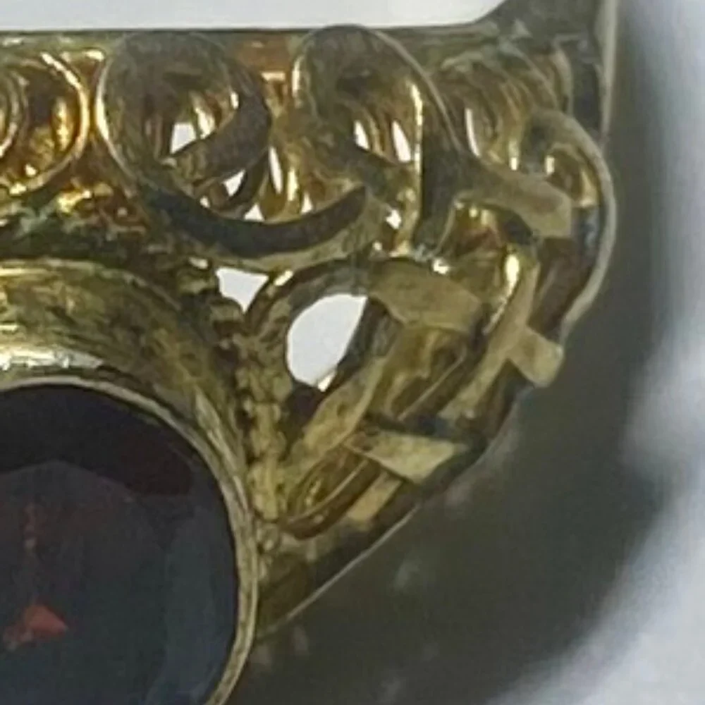 Barbara Garwood Garnet 5 1/2 Ring 24KT Gold over Sterling Collectable Mongolian